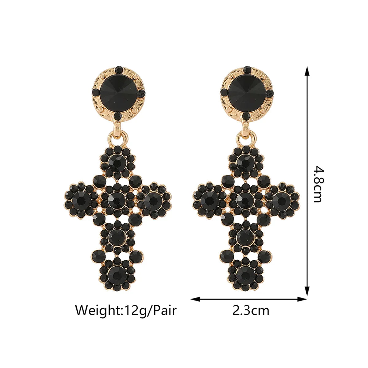 1 Pair Simple Style Cross Inlay Alloy Glass Drop Earrings