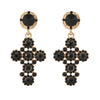 1 Pair Simple Style Cross Inlay Alloy Glass Drop Earrings