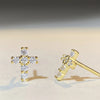 Simple Style Cross Sterling Silver Inlay Moissanite Ear Studs