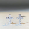 Simple Style Cross Sterling Silver Inlay Moissanite Ear Studs