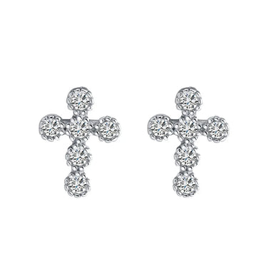 1 Pair Simple Style Cross Inlay Sterling Silver Zircon Ear Studs