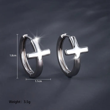 1 Pair Xuping Simple Style Cross Plating Alloy White Gold Plated Earrings