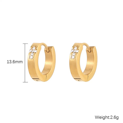 1 Pair Simple Style Cross Plating Inlay Stainless Steel Zircon Earrings