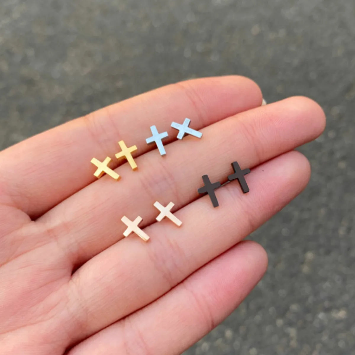 1 Pair Simple Style Cross Plating Stainless Steel Ear Studs