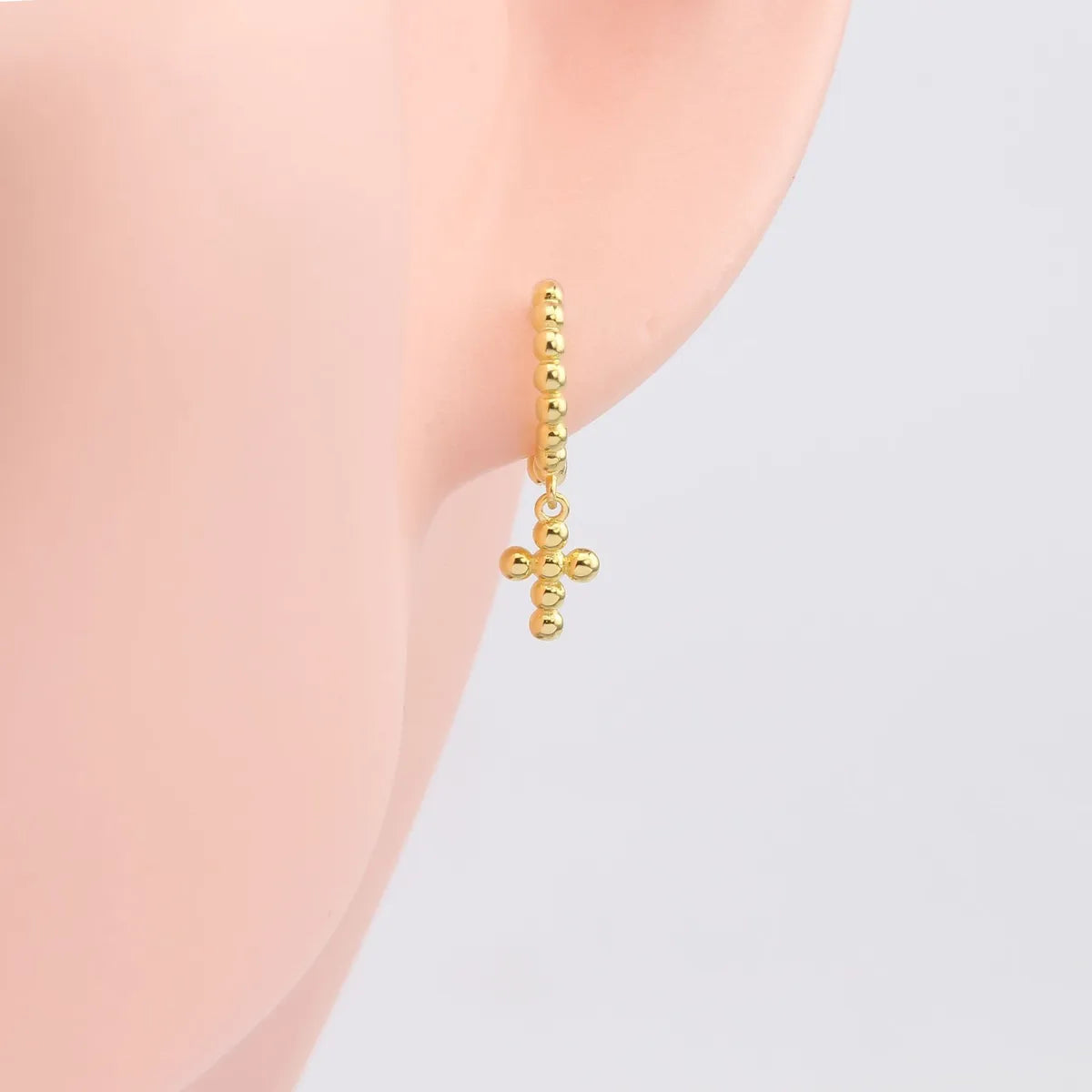 1 Pair Simple Style Cross Plating Sterling Silver White Gold Plated Gold Plated Drop Earrings