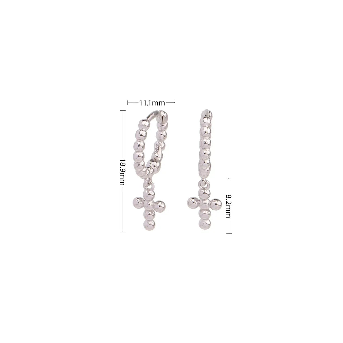 1 Pair Simple Style Cross Plating Sterling Silver White Gold Plated Gold Plated Drop Earrings