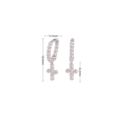 1 Pair Simple Style Cross Plating Sterling Silver White Gold Plated Gold Plated Drop Earrings