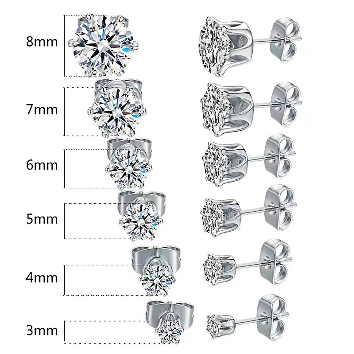 1 Pair Simple Style Crown Metal Titanium Steel Artificial Gemstones Ear Studs