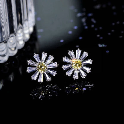 1 Pair Simple Style Daisy Plating Inlay Copper Zircon 18k Gold Plated Ear Studs