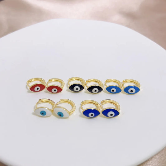 1 Pair Simple Style Devil'S Eye Enamel Copper Earrings