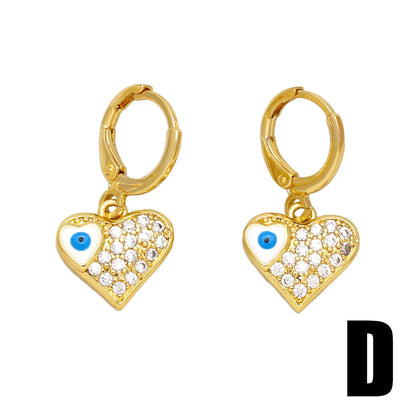 1 Pair Simple Style Devil's Eye Plating Inlay Copper Zircon 18k Gold Plated Drop Earrings