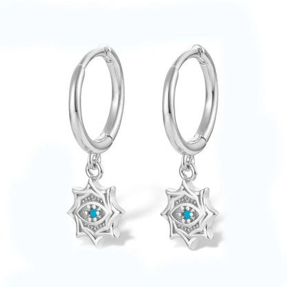 1 Pair Simple Style Devil'S Eye Plating Inlay Sterling Silver Turquoise 18K Gold Plated White Gold Plated Drop Earrings