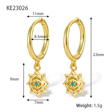 1 Pair Simple Style Devil'S Eye Plating Inlay Sterling Silver Turquoise 18K Gold Plated White Gold Plated Drop Earrings