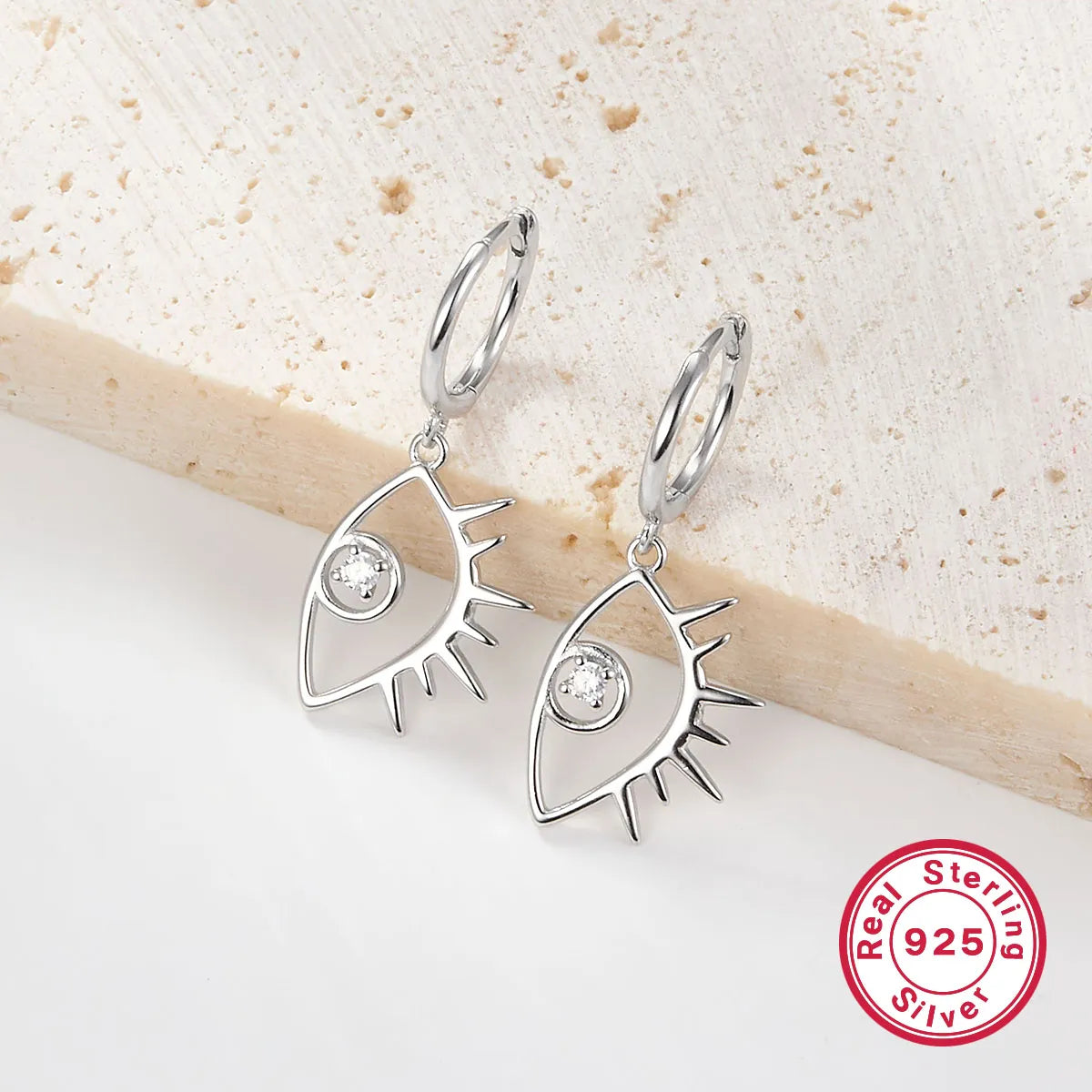 1 Pair Simple Style Devil's Eye Plating Inlay Sterling Silver Zircon 18K Gold Plated White Gold Plated Drop Earrings