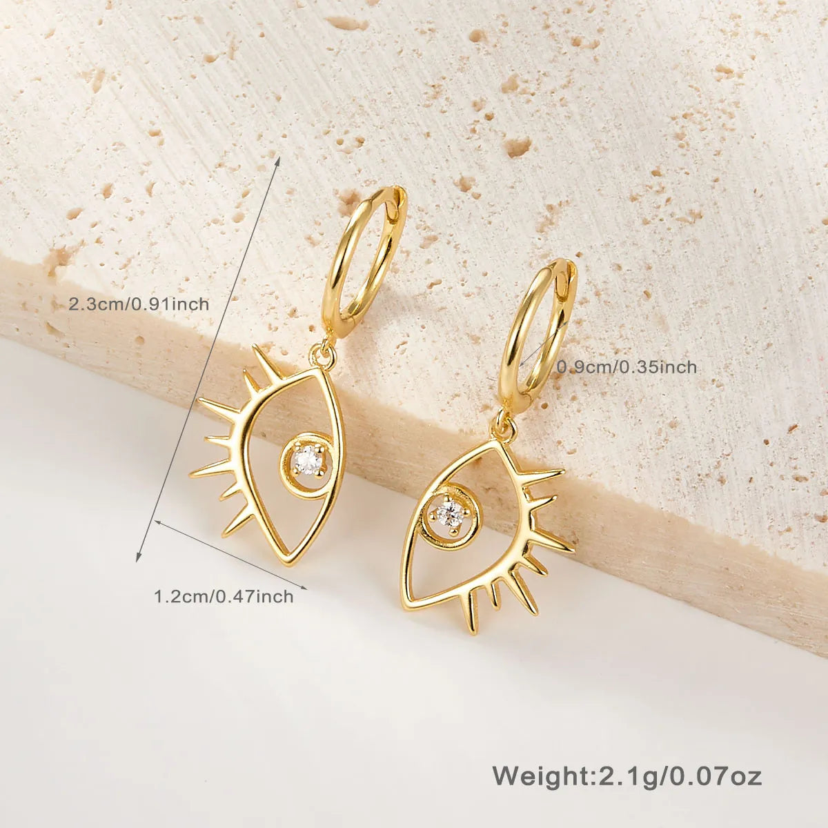 1 Pair Simple Style Devil's Eye Plating Inlay Sterling Silver Zircon 18K Gold Plated White Gold Plated Drop Earrings