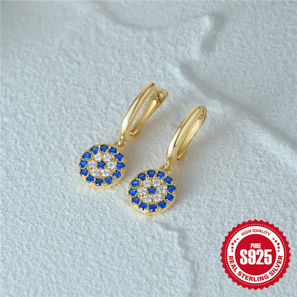 1 Pair Simple Style Devil's Eye Plating Inlay Sterling Silver Zircon Drop Earrings