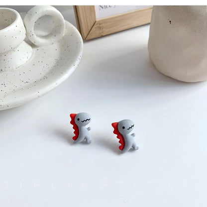 1 Pair Simple Style Dinosaur Resin Plating Women's Ear Studs