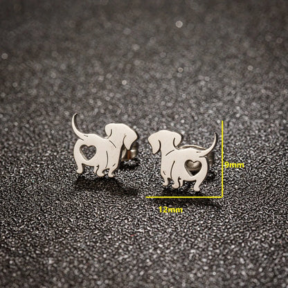 1 Pair Simple Style Dog Plating Stainless Steel 18k Gold Plated Ear Studs