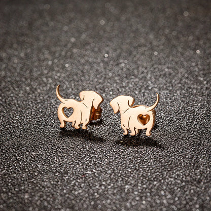 1 Pair Simple Style Dog Plating Stainless Steel 18k Gold Plated Ear Studs