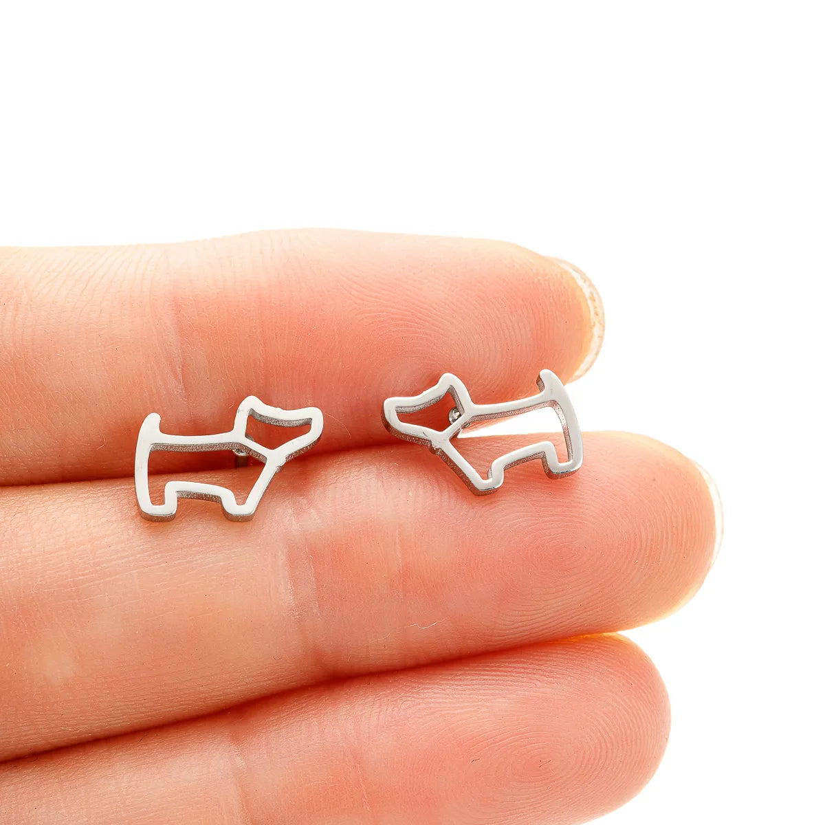 1 Pair Simple Style Dog Plating 304 Stainless Steel 18K Gold Plated Ear Studs