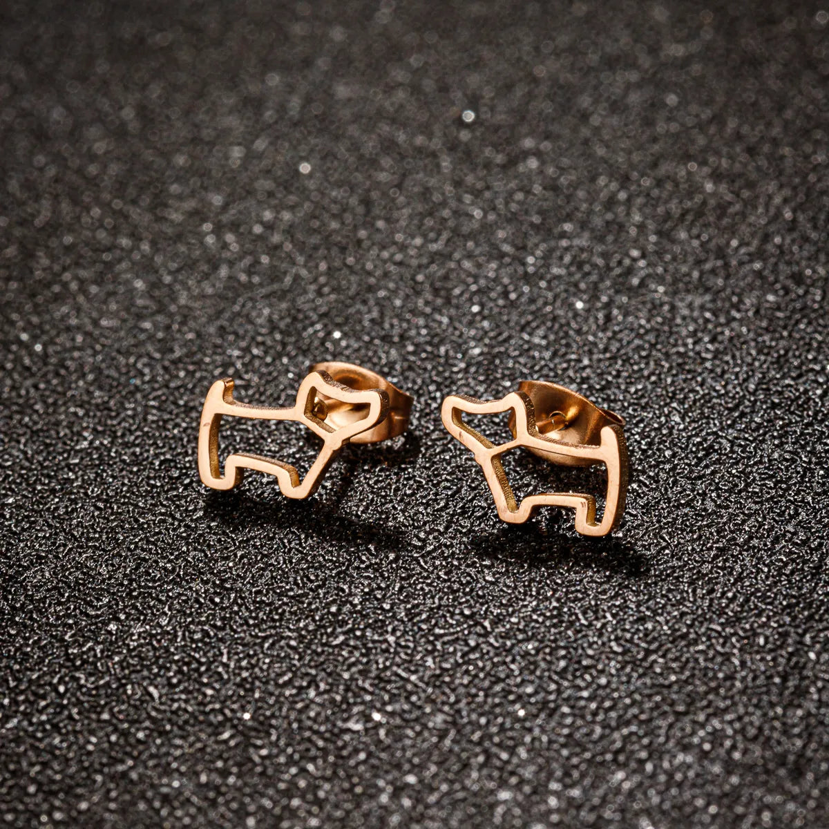 1 Pair Simple Style Dog Plating 304 Stainless Steel 18K Gold Plated Ear Studs