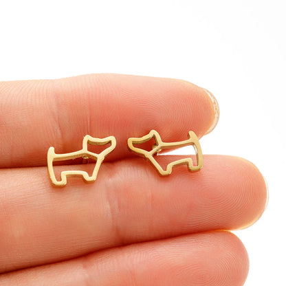 1 Pair Simple Style Dog Plating 304 Stainless Steel 18K Gold Plated Ear Studs