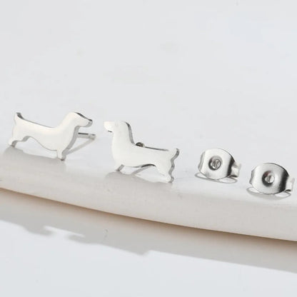 1 Pair Simple Style Dog Plating 304 Stainless Steel 18K Gold Plated Ear Studs