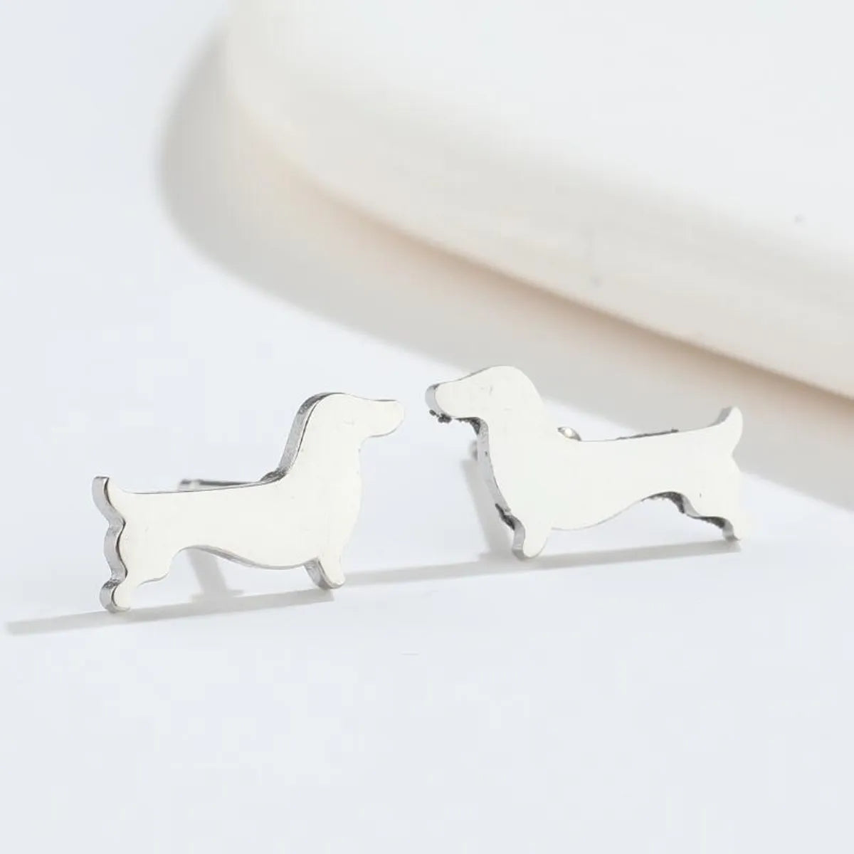 1 Pair Simple Style Dog Plating 304 Stainless Steel 18K Gold Plated Ear Studs