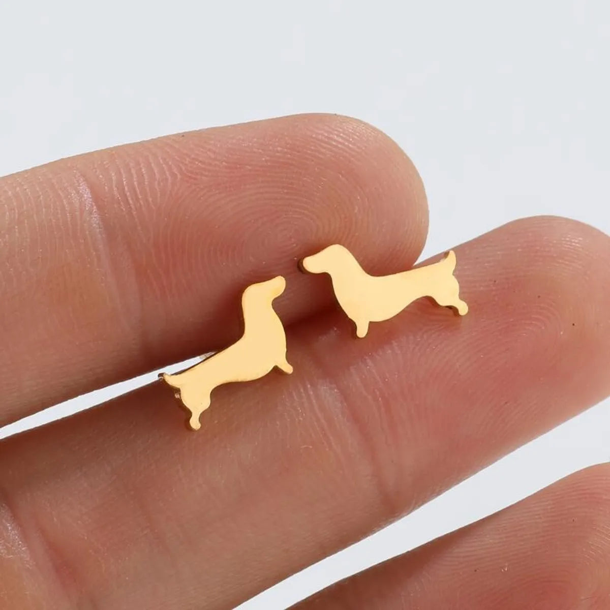 1 Pair Simple Style Dog Plating 304 Stainless Steel 18K Gold Plated Ear Studs