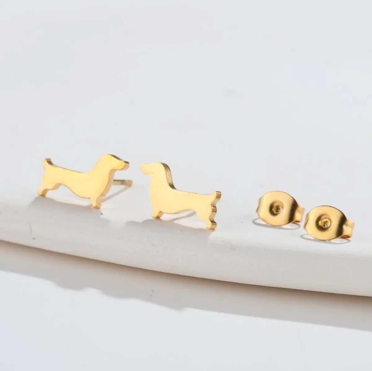 1 Pair Simple Style Dog Plating 304 Stainless Steel 18K Gold Plated Ear Studs