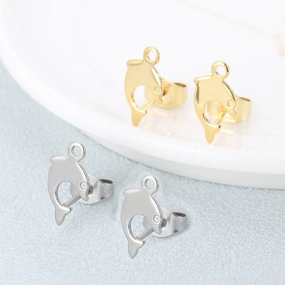 1 Pair Simple Style Dolphin Plating Stainless Steel 18K Gold Plated Ear Studs