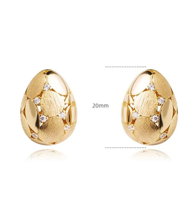 1 Pair Simple Style Egg Plating Inlay Sterling Silver Zircon Ear Studs