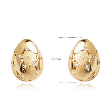 1 Pair Simple Style Egg Plating Inlay Sterling Silver Zircon Ear Studs