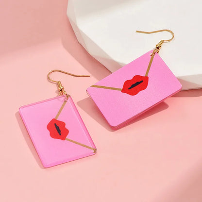 1 Pair Simple Style Envelope Lips Polishing Arylic Drop Earrings