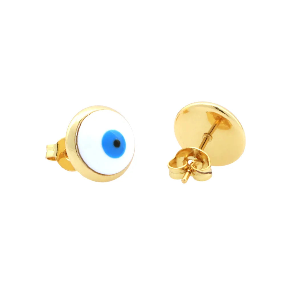 1 Pair Simple Style Eye Enamel Plating Copper 18k Gold Plated Ear Studs