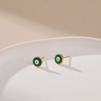 1 Pair Simple Style Eye Plating Copper 18k Gold Plated Ear Studs