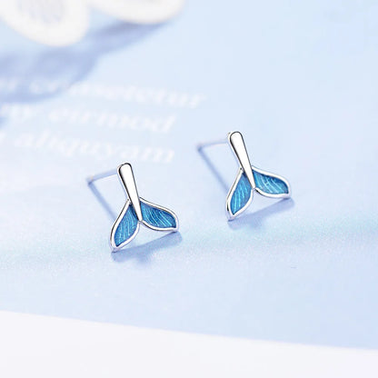 1 Pair Simple Style Fish Tail Epoxy Copper White Gold Plated Ear Studs