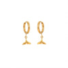 1 Pair Simple Style Fish Tail Polishing Plating Stainless Steel 18k Gold Plated Drop Earrings