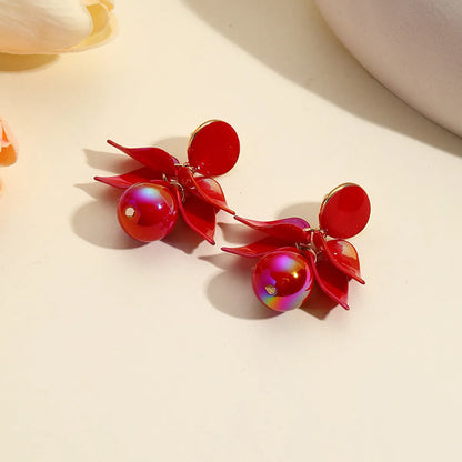 1 Pair Simple Style Flower 304 Stainless Steel Resin Drop Earrings