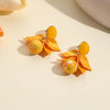 1 Pair Simple Style Flower 304 Stainless Steel Resin Drop Earrings