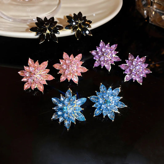 1 Pair Simple Style Flower Alloy Diamond Ear Studs