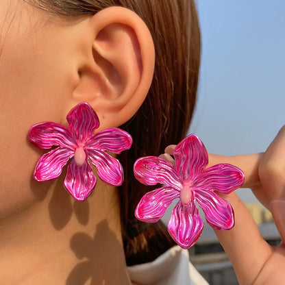 1 Pair Simple Style Flower Alloy Patchwork 14k Gold Plated Women'S Ear Studs