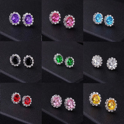 1 Pair Simple Style Flower Alloy Plating Rhinestones Women's Ear Studs