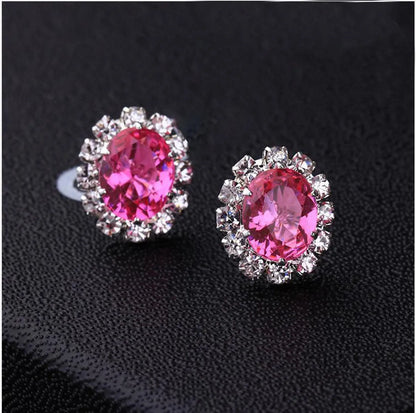 1 Pair Simple Style Flower Alloy Plating Rhinestones Women's Ear Studs