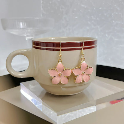 1 Pair Simple Style Flower Alloy Women'S Drop Earrings