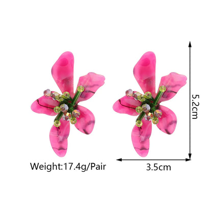 1 Pair Simple Style Flower Arylic Handmade Women'S Ear Studs