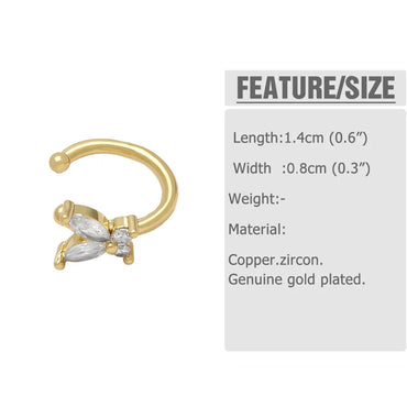 1 Pair Simple Style Flower Butterfly Snowflake Inlay Copper Zircon 18K Gold Plated Ear Cuffs