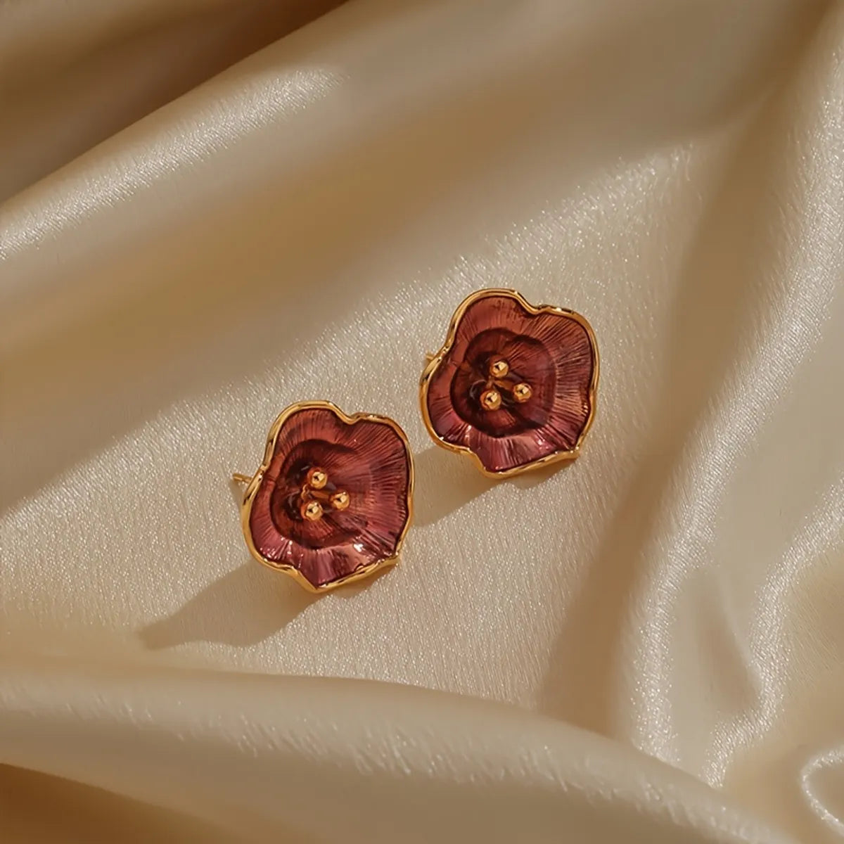 1 Pair Simple Style Flower Copper 18K Gold Plated Ear Studs