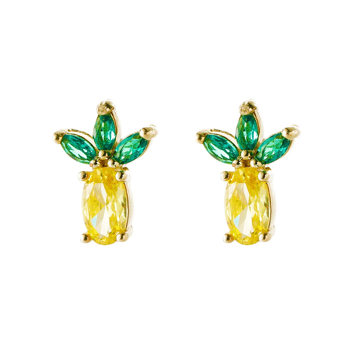 1 Pair Simple Style Flower Copper Plating Inlay Crystal Rhinestones Zircon 18k Gold Plated Gold Plated Silver Plated Earrings Ear Studs