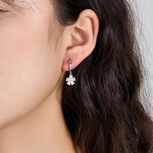 1 Pair Simple Style Flower Floral Plating Flowers Inlay Sterling Silver Zircon Drop Earrings